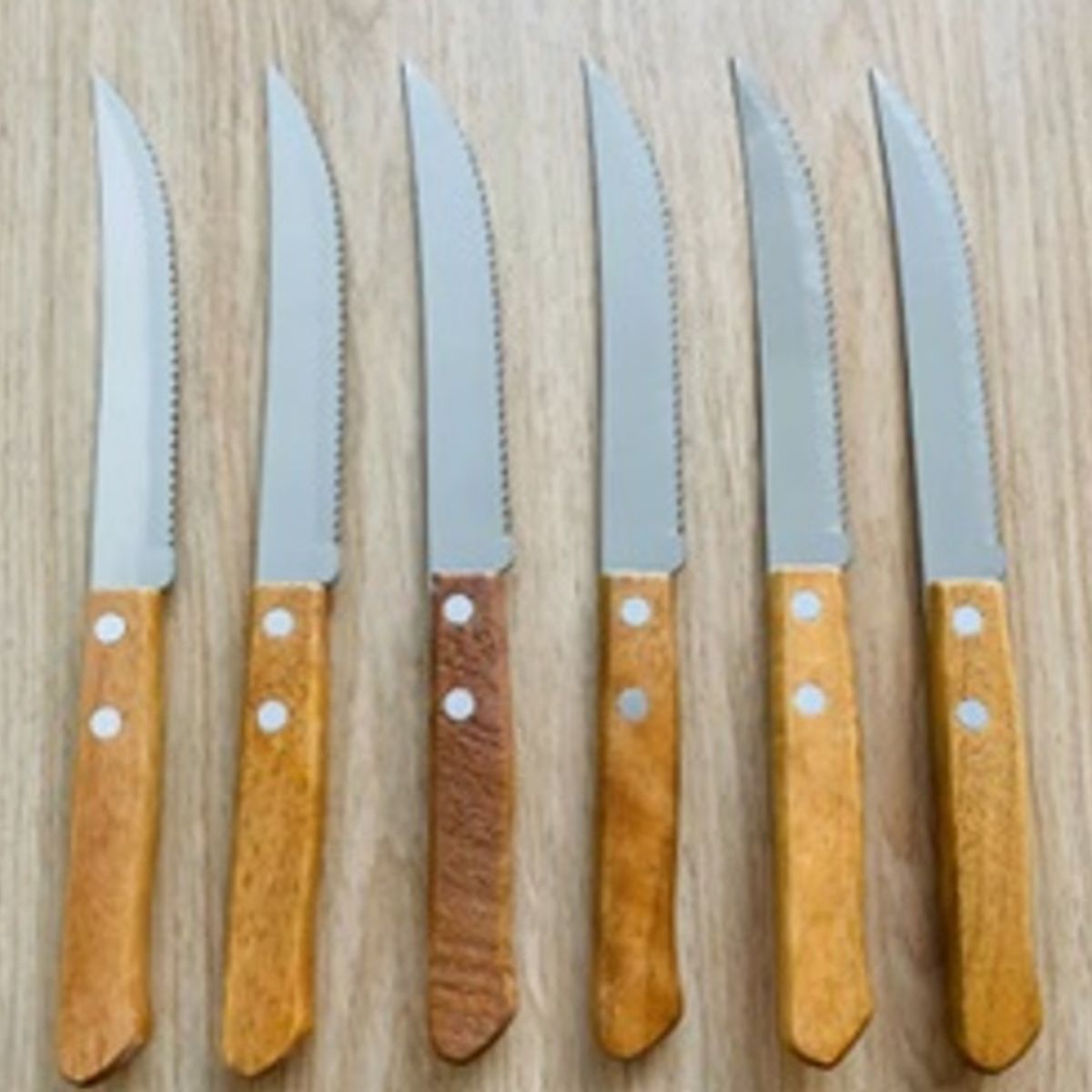 GENERICO - Set De Cubiertos Cuchillos Mango Madera 6 Piezas Color Marrón