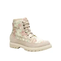 CAT - Botin Mujer Colorado Canvas Crema