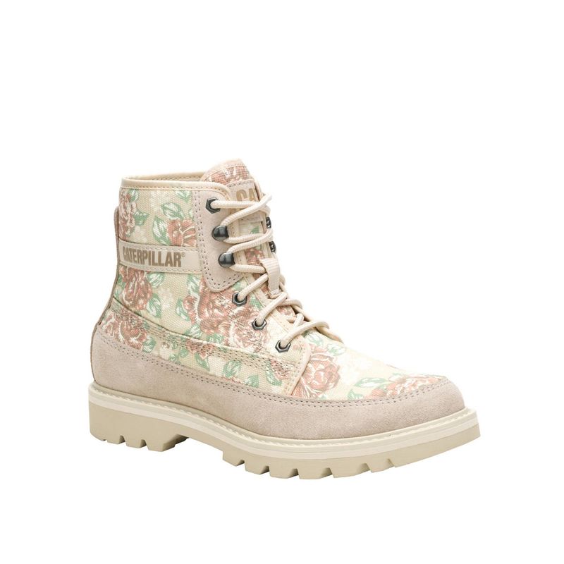 CAT - Botin Mujer Colorado Canvas Crema CAT