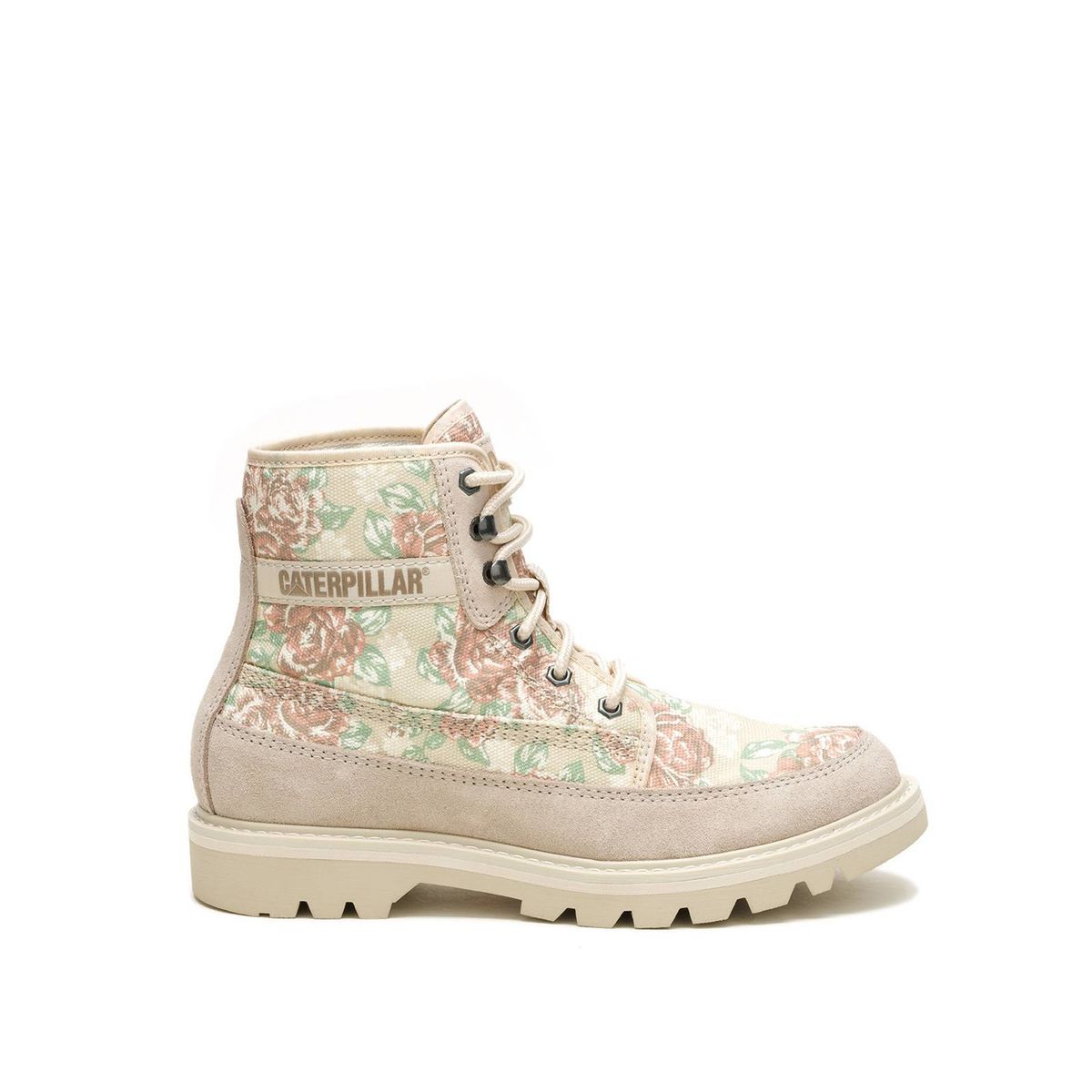 CAT - Botin Mujer Colorado Canvas Crema CAT