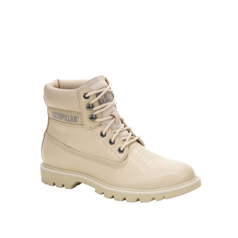 CAT - Botin Cuero Mujer Colorado Beige CAT