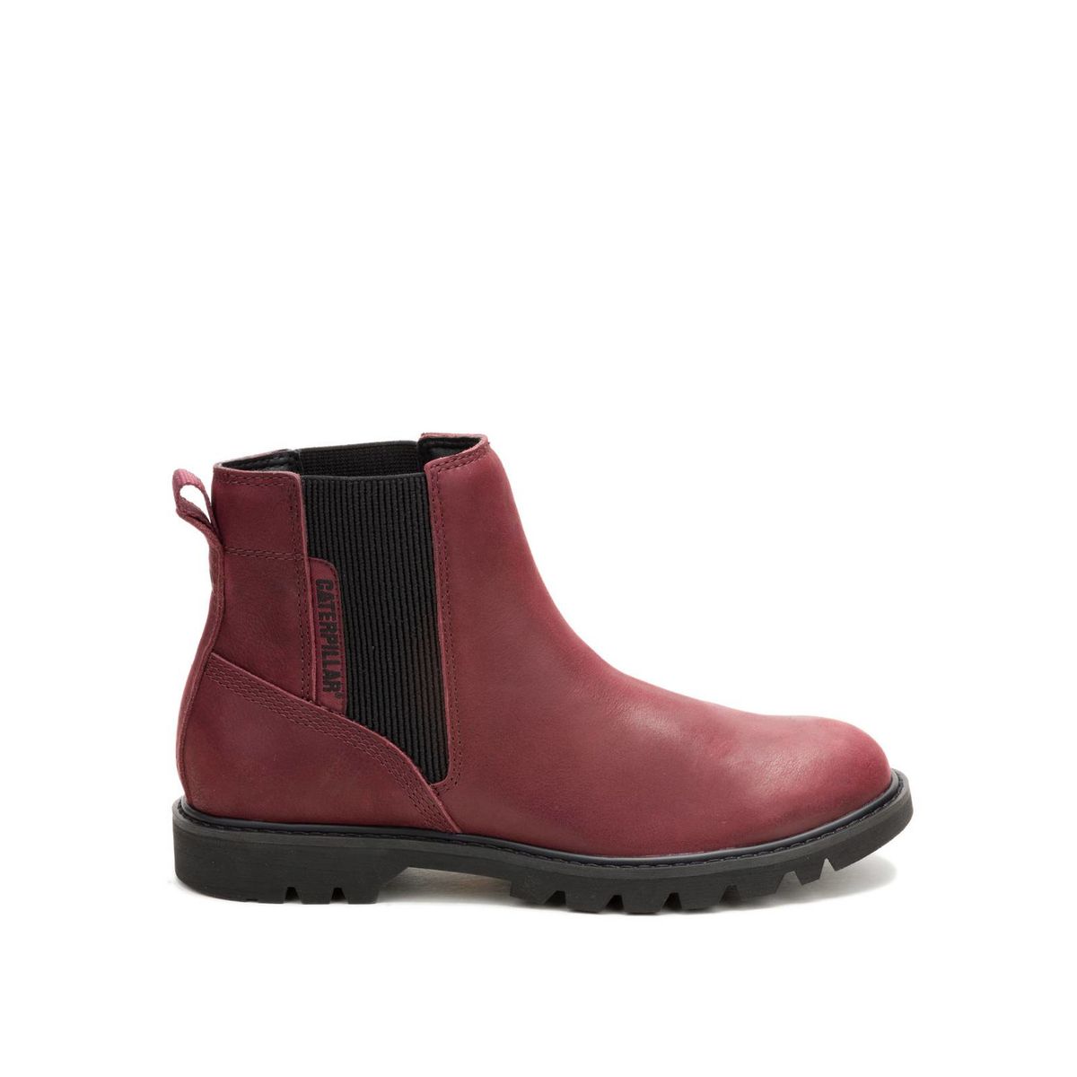 CAT - Botin Cuero Mujer Colorado Chelsea Burdeo CAT