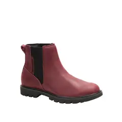 CAT - Botin Cuero Mujer Colorado Chelsea Burdeo