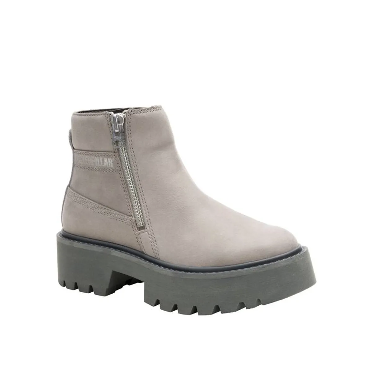 CAT - Botin Cuero Mujer Colorado Max Chelsea Gris CAT