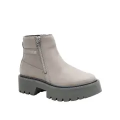 CAT - Botin Cuero Mujer Colorado Max Chelsea Gris