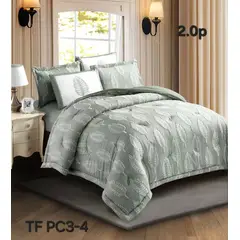 GENERICO - Cubrecama Tipo algodon liviano Quilt de Verano 2 plazas Hoja