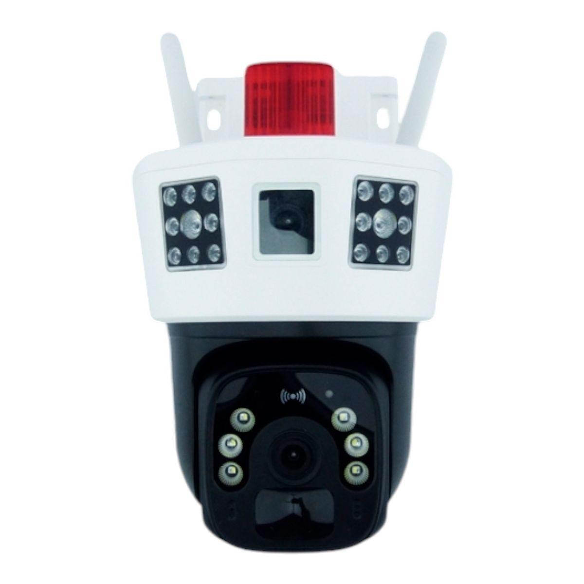 GENERICO - Camara De Vigilancia IP Wifi Doble Lenta Con Panel Solar Baliza Y 24 LED