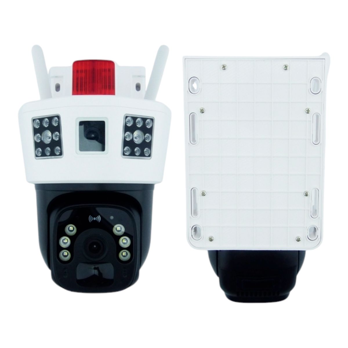 GENERICO - Camara De Vigilancia IP Wifi Doble Lenta Con Panel Solar Baliza Y 24 LED