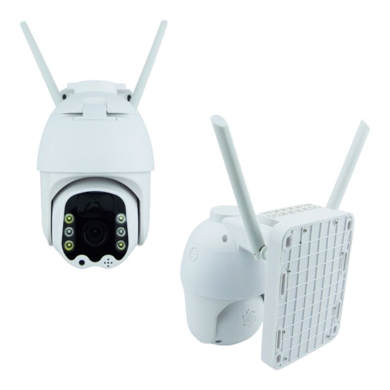 GENERICO - 2x Camara De Vigilancia Con Panel Solar Wifi De 6 LED Soporte
