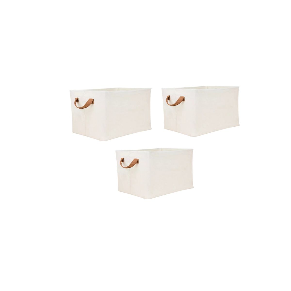 GENERICO - Cajas X3 Organizador Ropa Beige Asa Almacenamiento Plegable