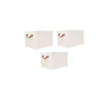 Cajas X3 Organizador Ropa Beige Asa Almacenamiento Plegable