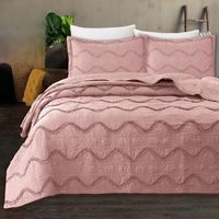Quilt de Verano 1.5 plaza con Relieve Color Rosado