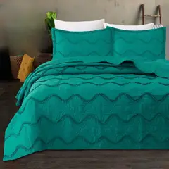 GENERICO - Quilt de Verano King con Relieve Color Turquesa