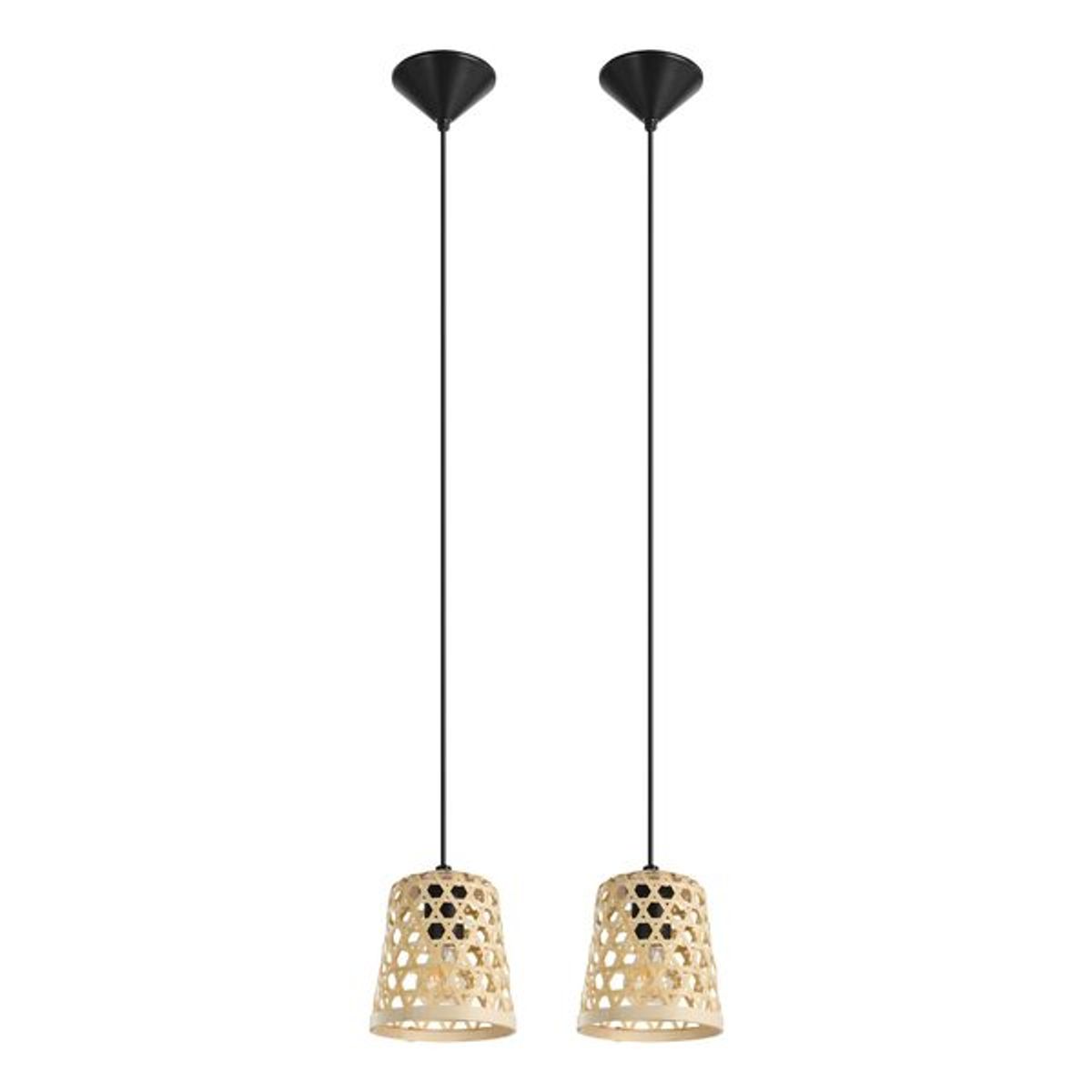 EGLO - Packx2 Lámpara Colgante Capoliveri Madera Natural E272X40W Cod206362M.