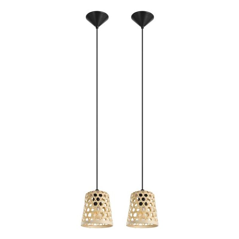 EGLO - Packx2 Lámpara Colgante Capoliveri Madera Natural E272X40W Cod206362M.