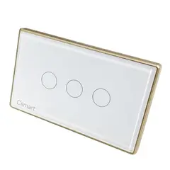 SMART LIFE - Interruptor Inteligente Wifi 3 Canal Dorado- Con y Sin Cable Neutro