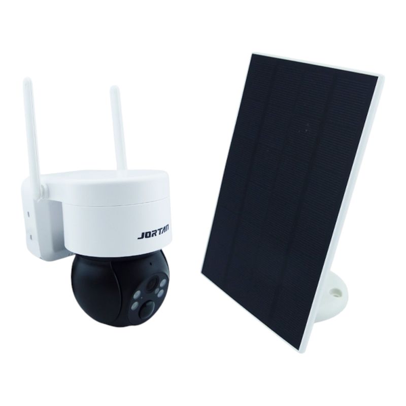 GENERICO - Camara De Vigilancia IP Panel Solar 4 LED Marca JORTAN Sensor De Movimiento
