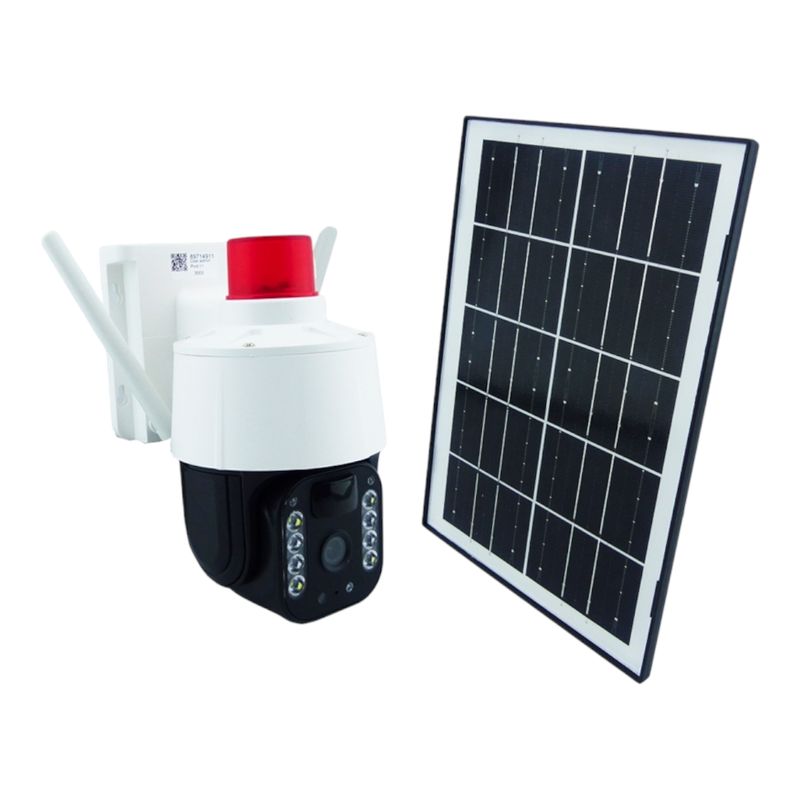 GENERICO - 3x Camara De Vigilancia IP Con Panel Solar De 8 LED, Sirena Y Sirena