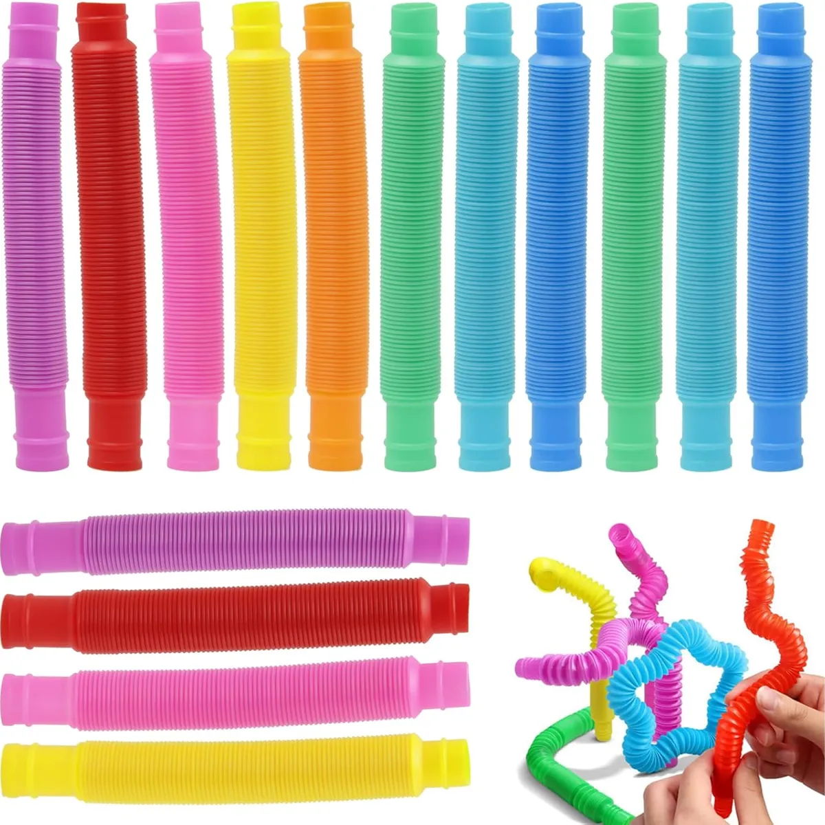 KUANGYE - 24 Pop It Tube - Pop It Tubo Xl 24 Piezas Colores Surtidos