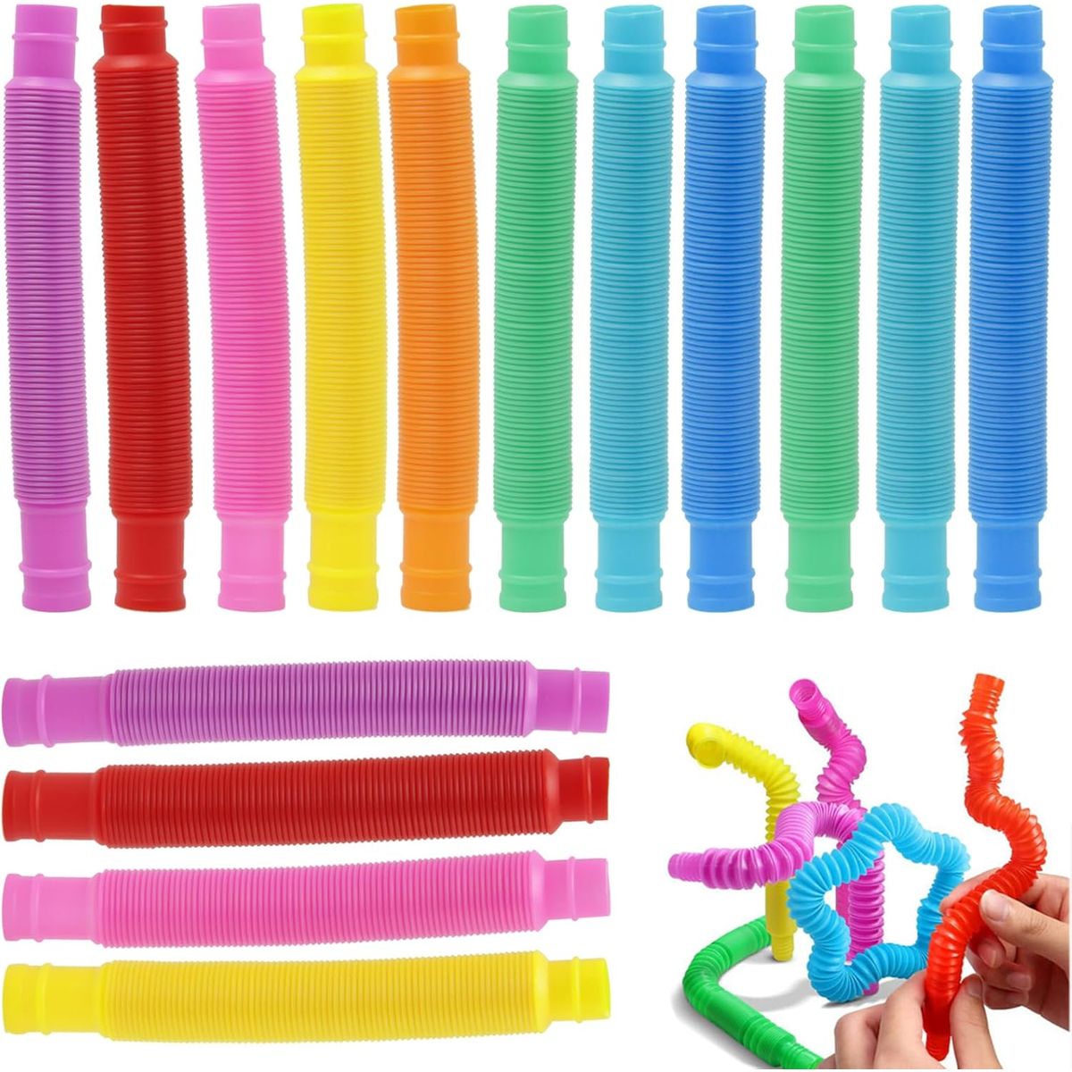 KUANGYE - 24 Pop It Tube - Pop It Tubo Xl 24 Piezas Colores Surtidos
