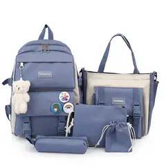 DANWEILE - Mochila Escolar Infantil + Accesorios Set 5 Piezas Colegio