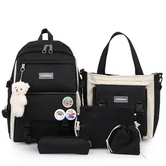 DANWEILE - Mochila Escolar Infantil + Accesorios Set 5 Piezas Colegio