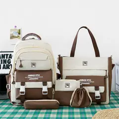 DANWEILE - Mochila Escolar Infantil + Accesorios Set 5 Piezas Colegio