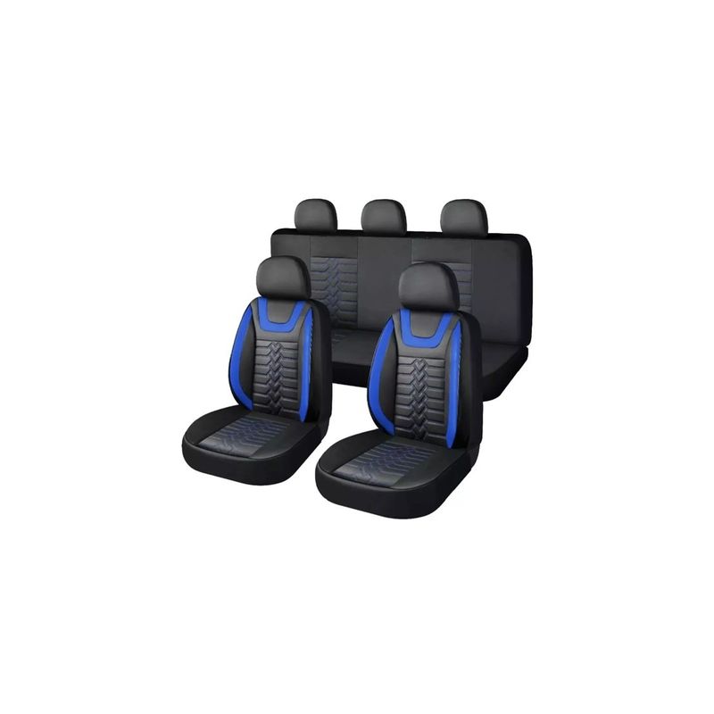 GENERICO - Kit Funda Cubre Asiento Cuero Auto Premium Universal Azul