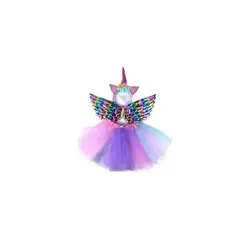 GENERICO - Conjunto Disfraz Unicornio Diadema Alas Tutú Para Niñas