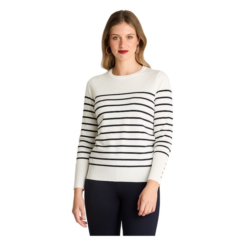 LORENZO DI PONTTI - Sweater Manga Larga Escote Redondo Crudo