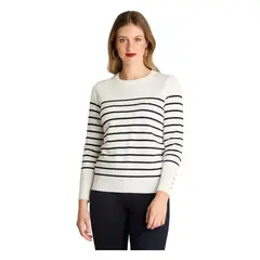 LORENZO DI PONTTI - Sweater Manga Larga Escote Redondo Crudo