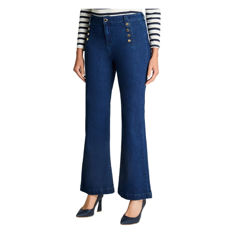 LORENZO DI PONTTI - Jeans Tiro Medio Flare Con Botones Azul