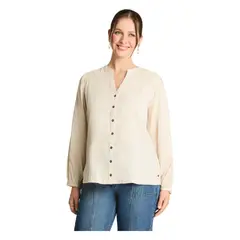 CURVI - Blusa Manga Larga Aplicaciones Macrame Beige