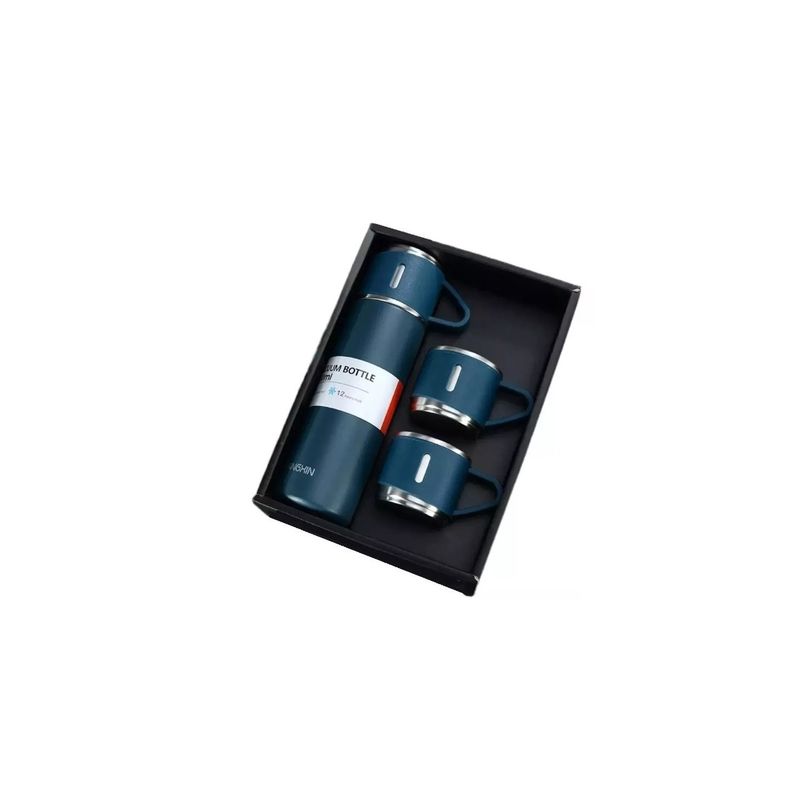 GENERICO - Set Termos Para Agua Caliente Termo Cafe + 2 Tazas 500 Ml Verde