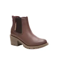CAT - Botin Cuero Mujer Rewrite Chelsea Café Oscuro