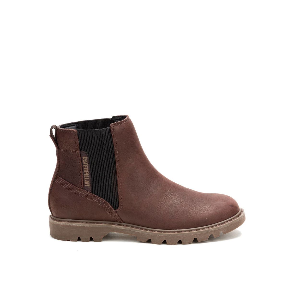 CAT - Botin Cuero Mujer Colorado Chelsea Marron Oscuro CAT