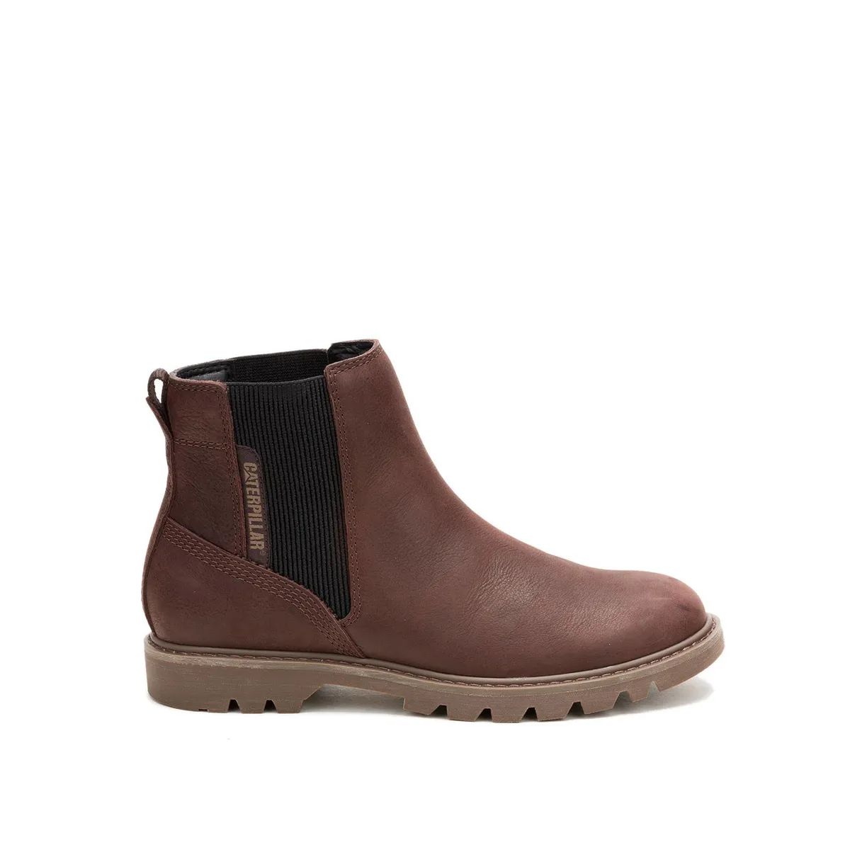 CAT - Botin Cuero Mujer Colorado Chelsea Marron Oscuro CAT