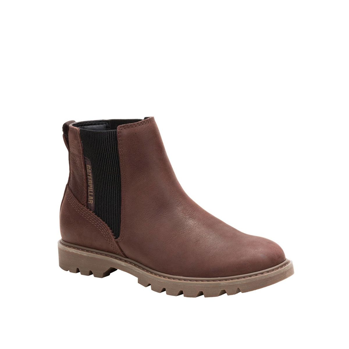 CAT - Botin Cuero Mujer Colorado Chelsea Marron Oscuro CAT