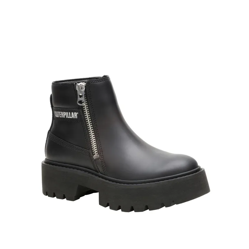CAT - Botin Cuero Mujer Colorado Max Chelsea Negro CAT.