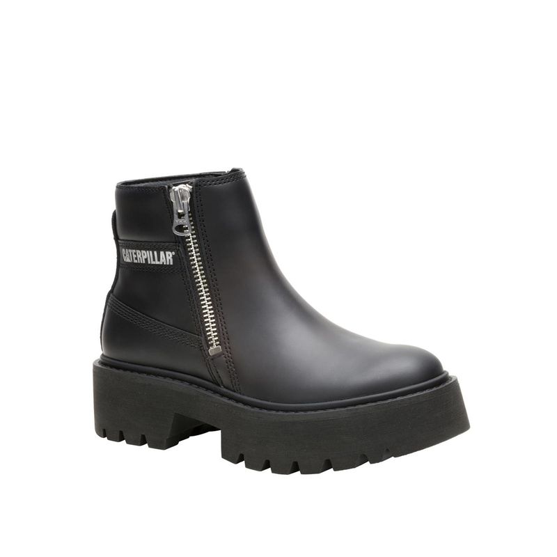 CAT - Botin Cuero Mujer Colorado Max Chelsea Negro CAT.