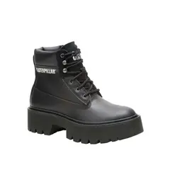 CAT - Botin Cuero Mujer Colorado Max 6 Zip Negro