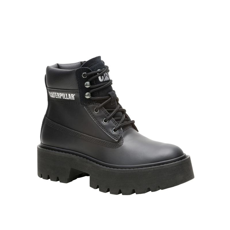 CAT - Botin Cuero Mujer Colorado Max 6 Zip Negro CAT.