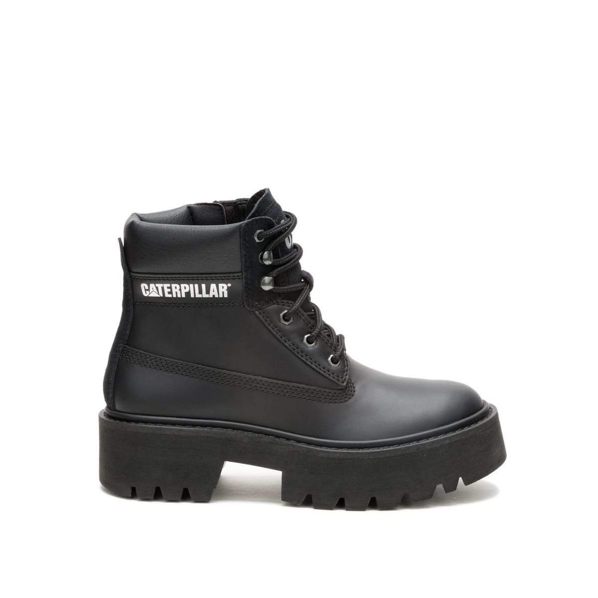 CAT - Botin Cuero Mujer Colorado Max 6 Zip Negro CAT