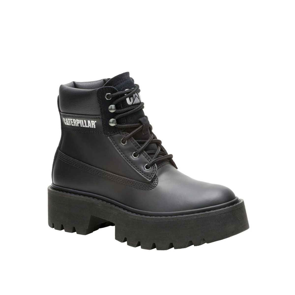 CAT - Botin Cuero Mujer Colorado Max 6 Zip Negro CAT