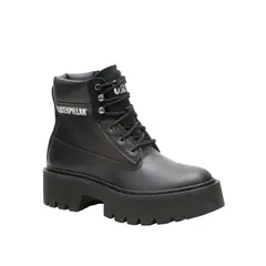 CAT - Botin Cuero Mujer Colorado Max 6 Zip Negro