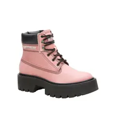 CAT - Botin Cuero Mujer Colorado Max 6 Zip Palo Rosa