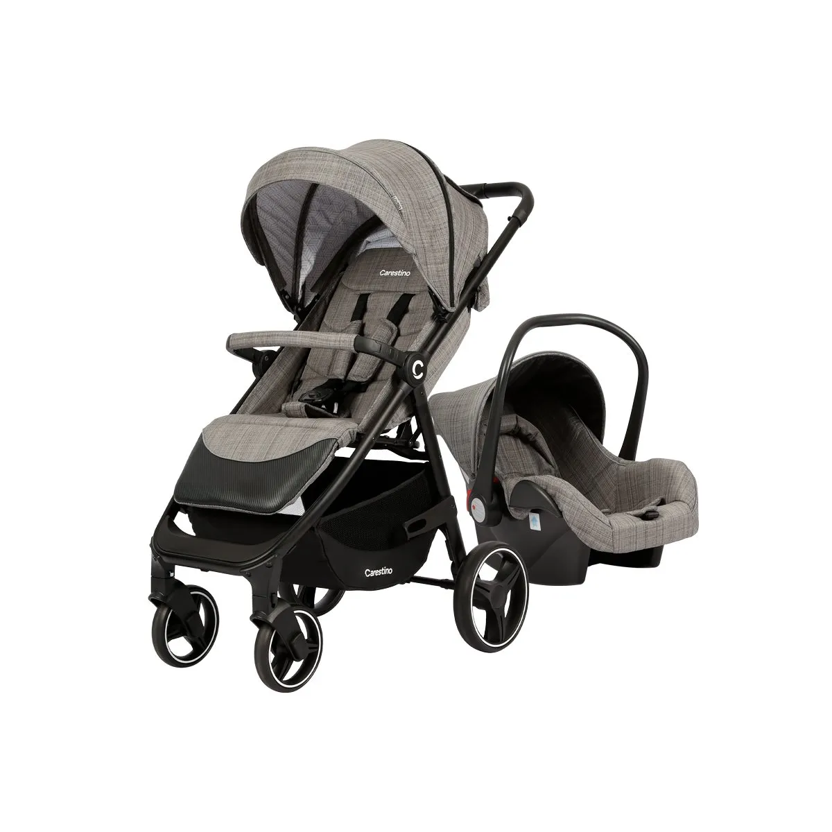 CARESTINO - Coche Carestino Kiev Gris con porta bebé