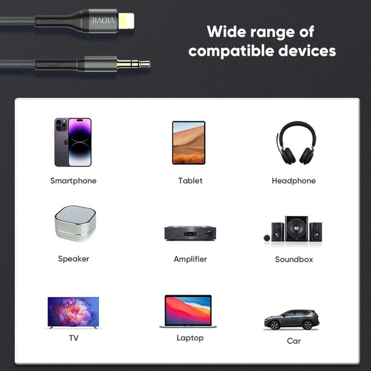 GENERICO - Cable Auxiliar Adaptador Conversor Usb Lightning A Jack 35mm