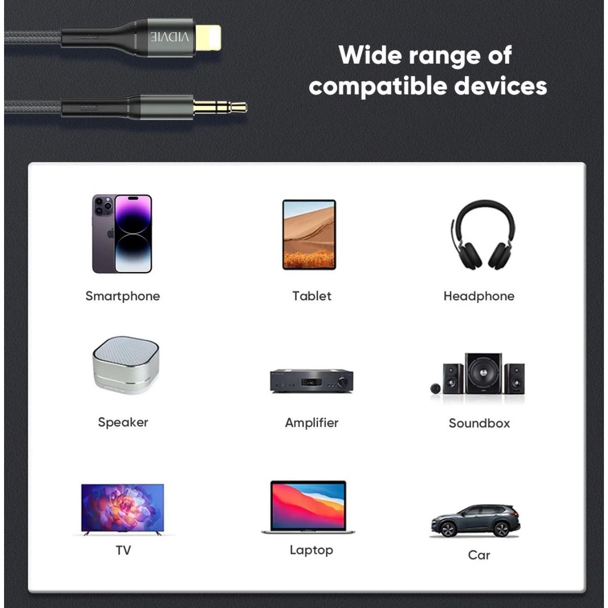 GENERICO - Cable Auxiliar Adaptador Conversor Usb Lightning A Jack 35mm