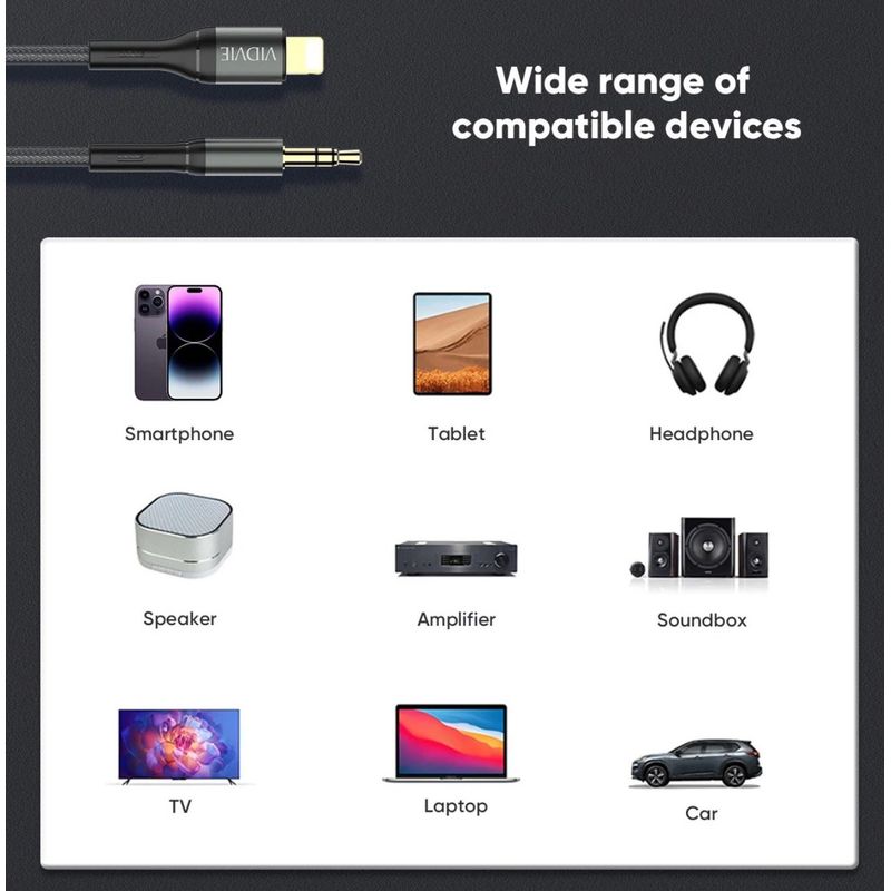 GENERICO - Cable Auxiliar Adaptador Conversor Usb Lightning A Jack 35mm